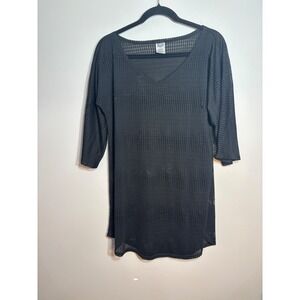 ONeill Black Mesh Swim Cover Up Dress V-Neck 3/4 Sleeve XS/S RN85773